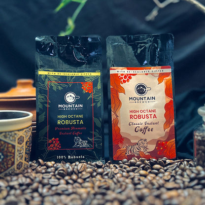 Premium Aromatic Robusta Instant Coffee + Classic Robusta Instant Coffee